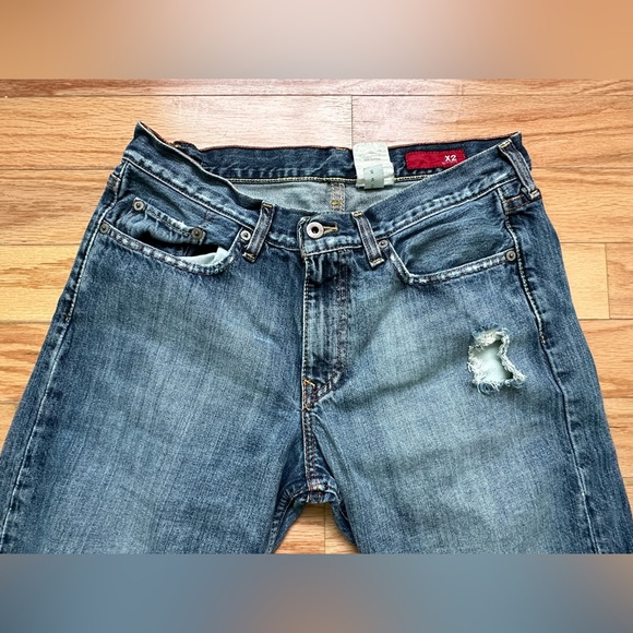 Express Jeans 32x30-Medium Wash Fade-Wide Leg-Low Rise-Boot Cut Denim (X2) - Picture 3 of 6